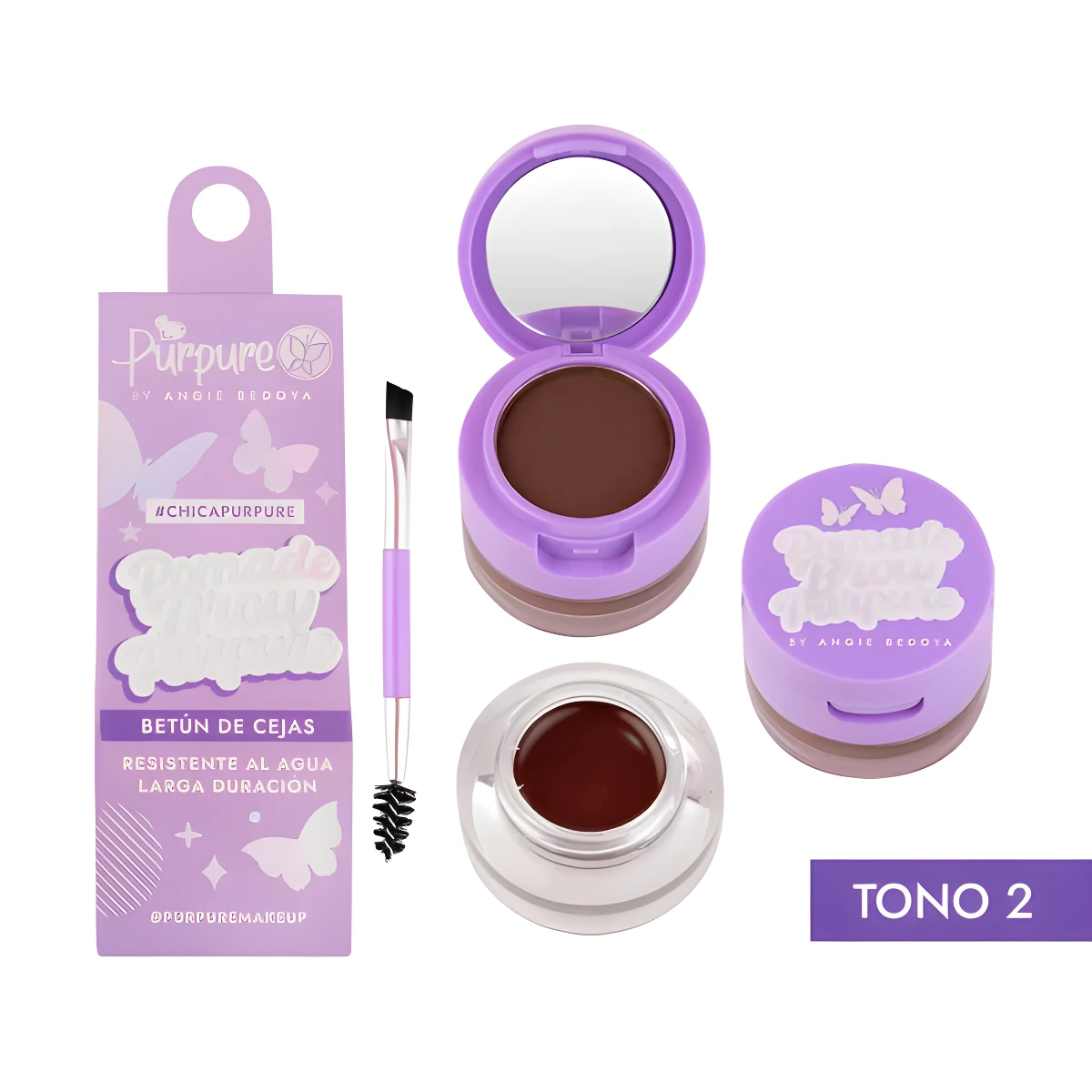 Set x2 Betún Cejas Tono 2 Morado con aplicador.