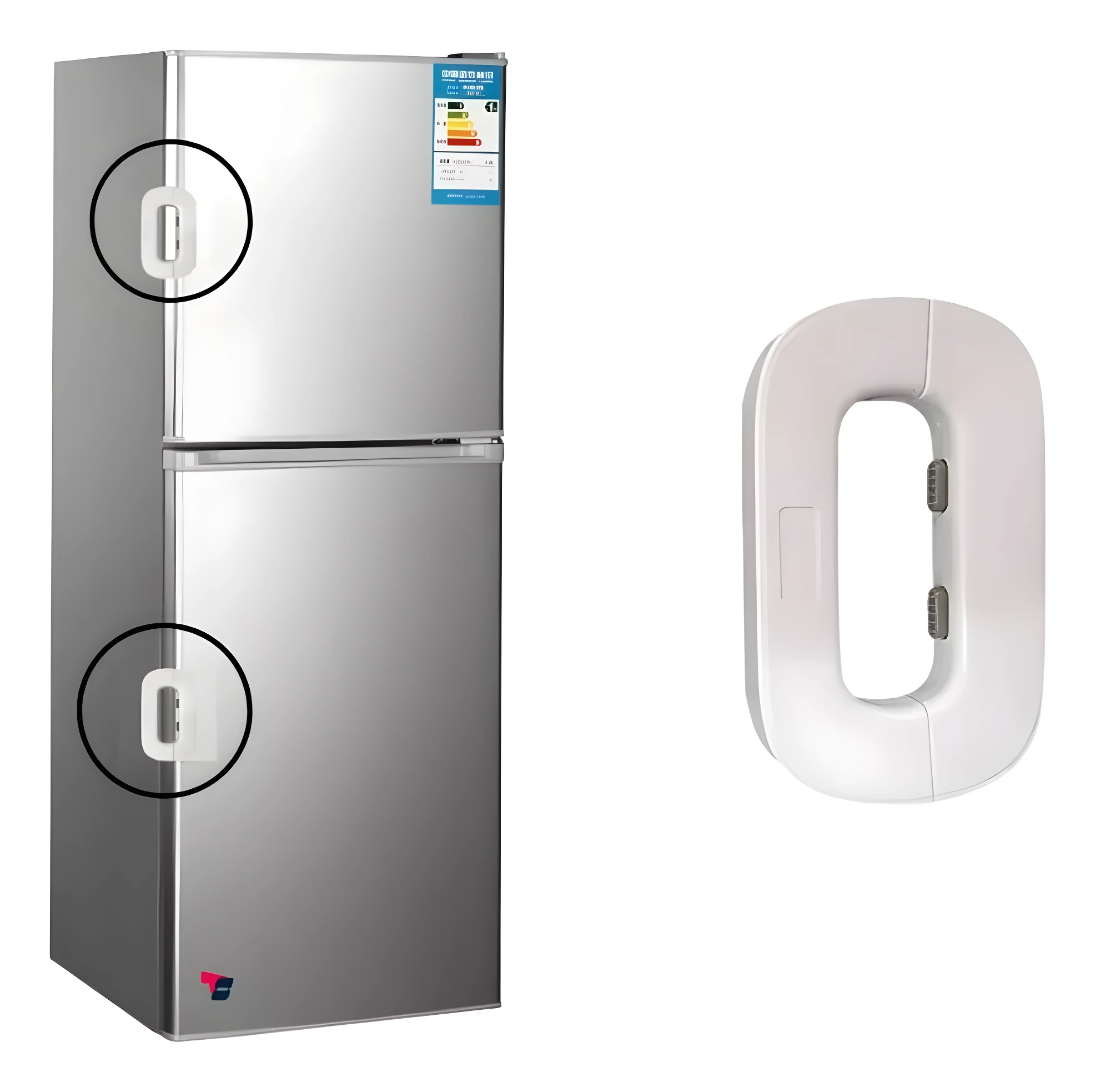 Set x2 Bloqueo de Puerta para Nevera. Seguridad para congelador y refrigerador. Blanco.