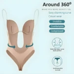 Body moldeador color piel sin tirantes con escote en U profundo, para realzar figura.