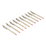Set x2 bolígrafos metalizados color dorado con punta roja y clip plateado.