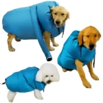Bolsa secadora azul para perros, útil para secado rápido y sin salpicaduras, modelo térmico.