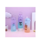 Set x2 botellas termo motivacionales de 2L, colores degradados y osos, para agua y ejercicio.