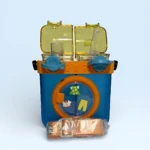 Botella agua azul doble compartimento diseño lavadora 500ml con accesorios lavables.