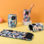 Calentadores de biberón portátiles USB con estampado camuflado, ideales para mantener la leche a temperatura.