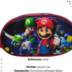 Cartuchera Mario Bros, con Luigi y Mario, medidas 22x12x7 cm.