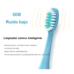 Cepillo de dientes eléctrico infantil azul, sónico inteligente, 5DB, ruido bajo, limpieza profunda.