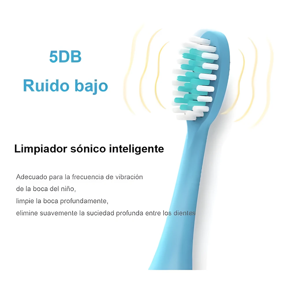 Cepillo de dientes eléctrico infantil azul, sónico inteligente, 5DB, ruido bajo, limpieza profunda.