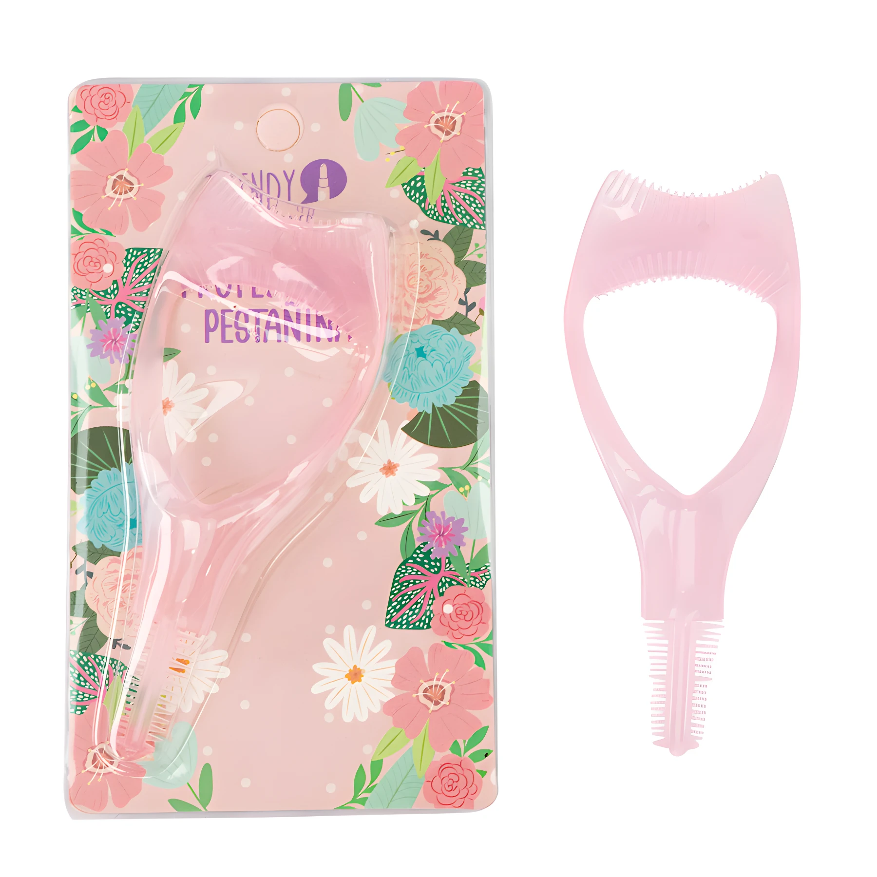 Set x2 cepillo facial 5 en 1 rosa con protector de pestañas, ideal para limpieza y aplicación de maquillaje.
