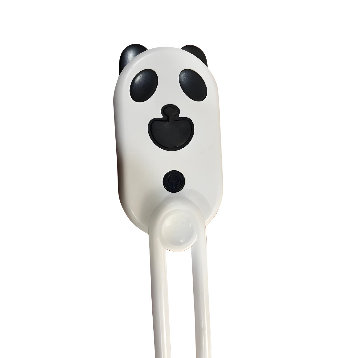 Cepillo para mascotas blanco con diseño de panda, ideal para aplicar vapor.