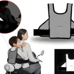 Chaleco arnés de seguridad infantil reflectivo gris, para moto, con logo LATDEF.