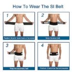 Cinturón lumbar para ciática en pasos: cómo colocar el cinturón interno y secundario para compresión.