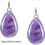 Colgantes de amatista natural en forma de lágrima, color morado, 25x16.5mm.