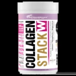 Bote blanco Collagen Stack Woman 585g con colágeno hidrolizado, vitaminas D y E, biotina, y minerales.