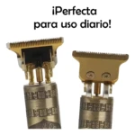 Cortadora de pelo profesional dorada con diseño grabado, ideal para uso diario.