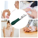 Cortaúñas de esquina verde con mango ergonómico, ideal para uñas gruesas y duras.