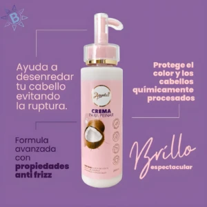 Crema para peinar Anyeluz 280ml en envase rosa con dosificador. Protege y desenreda el cabello.