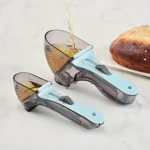 Set x2 cucharas medidoras plásticas transparentes con graduación hasta 130ml y ajuste deslizante para repostería.