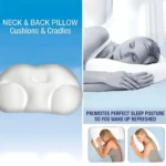 Almohada cervical 3D blanca ergonómica para soporte de cuello y espalda, ideal para un sueño reparador.