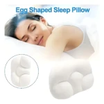 Almohada cervical 3D de espuma viscoelástica blanca con diseño ergonómico, ideal para dormir profundamente.