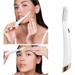 Set x2 depilador facial eléctrico blanco y dorado con luz LED, ideal para rostro y cejas.