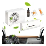 Difusor solar para carro, blanco, con base adhesiva, que neutraliza olores y aromas esenciales.