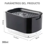 Dispensador de jabón para cocina 2 en 1, negro y transparente. Dimensiones: 14.5cm x 10cm x 8.6cm, capacidad 300ml.