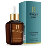 Suero facial BIOAQUA en frasco ámbar con gotero dorado, caja azul turquesa, 30ml.