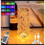 Lámpara led cristalina multicolor táctil con control remoto y cable USB.