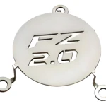Filtro de aceite FZ 2.0 en acero inoxidable con logo grabado y tres soportes para Yamaha.