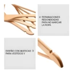 Set x2 Gancho de Madera Ropa Pantalon Camisas - Imagen 5