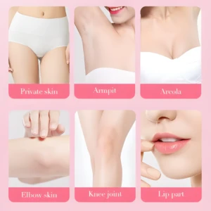 Set x2 Gel Despigmentante Zonas Íntimas y Axilas. Muestra: piel privada, axila, areola, codo, rodilla, labio.