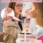 Guante de silicona rosa para maquillador, con compartimentos para brochas y velcro de 25x70mm.