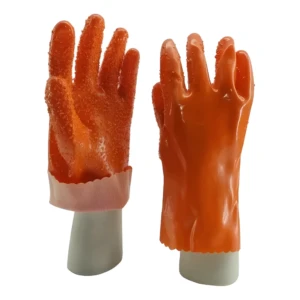 Set x2 guantes naranjas de caucho con textura antideslizante en dedos, para pelar papas.