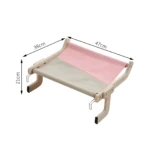 Hamaca para sofá para gatos con base de madera, tela bicolor (gris y rosa), medidas 47x38x21cm, protege muebles.
