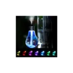 Humidificador forma bombilla, difunde vapor azul, muestra 7 colores LED.