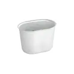 Jarro de camping ovalado blanco en aluminio, con asas internas y superficie lisa.