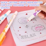 Rotuladores de curva con secado rápido, ideales para dibujar formas. Incluye set de 6 piezas.