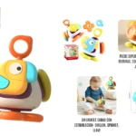 Juguete Montessori para bebé 5 en 1 con diseño de pájaro multicolor, promueve habilidades y coordinación.