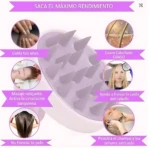Cepillo morado para masaje capilar, cuidado de uñas y mejora del cabello.