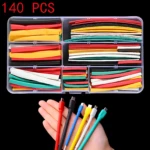 Caja 140 piezas tubos termorretráctiles colores varios para proteger cables.