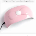 Lámpara LED rosa para uñas 54W, 18 cuentas, con sensor de movimiento para secado rápido.