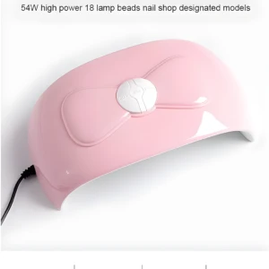Lámpara LED rosa para uñas 54W, 18 cuentas, con sensor de movimiento para secado rápido.