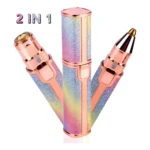 Set x2 lápiz depilador facial recargable USB 2 en 1, arcoíris brillante, oro rosa