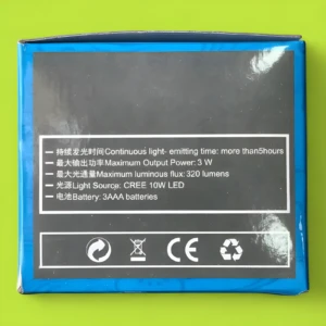Linterna minera acuática Ak3511, detalles técnicos: 3W, 320 lúmenes, 5 horas, CREE 10W LED, 3 AAA.