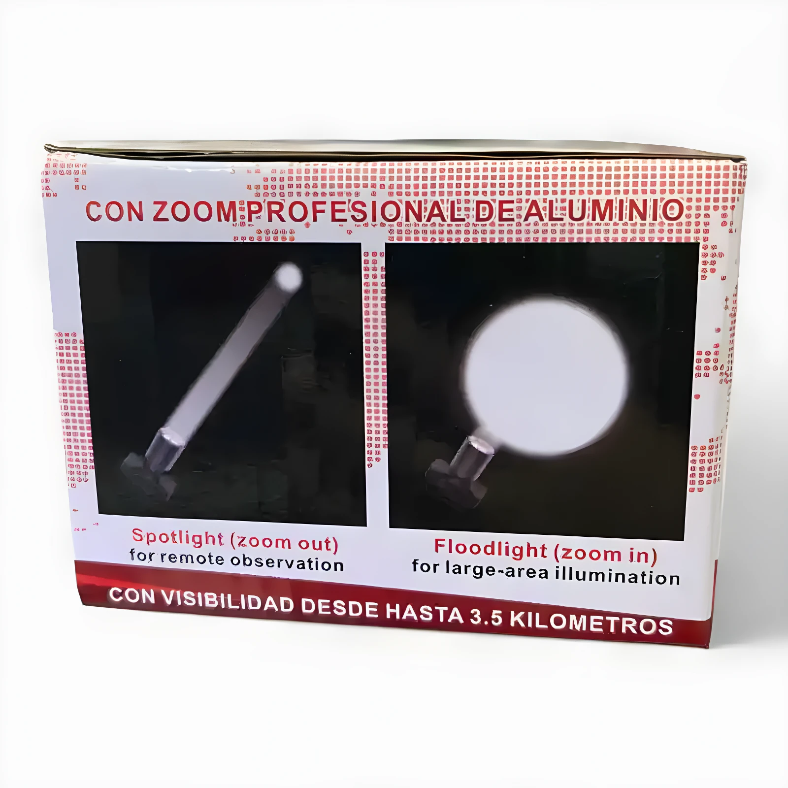 Linterna LED Nanotec NT-L3185 con zoom profesional de aluminio, en modo foco y reflector, visibilidad a 3.5 km.