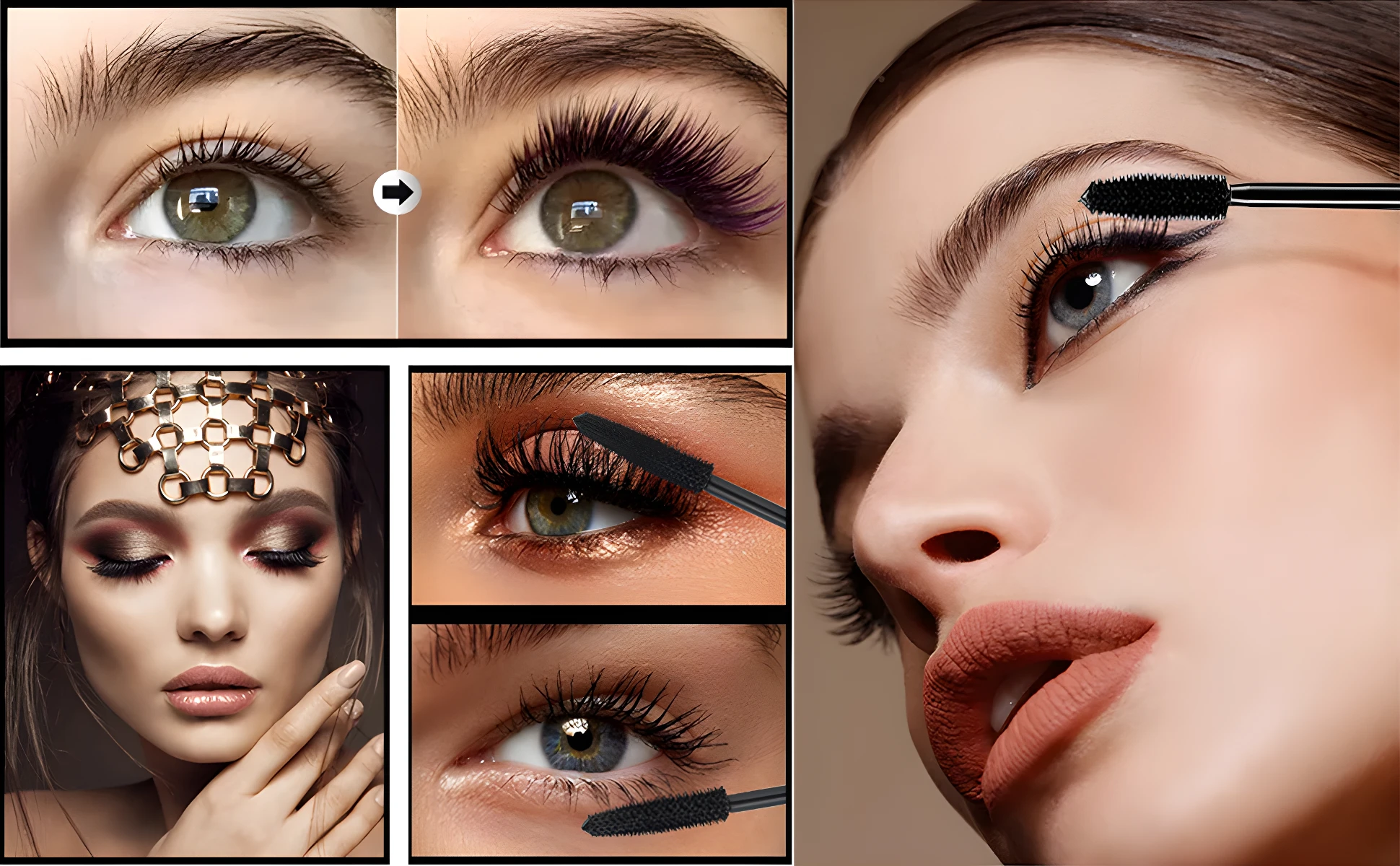 Set de 2 máscaras de pestañas 4D negras para volumen y alargamiento.