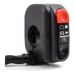 Mando de encendido/apagado y luces para moto Domino, negro, con botón rojo.