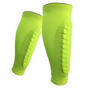 Mangas de pantorrilla verdes talla L con protección hexagonal para mejorar circulación y recuperación.