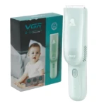 Cortadora de cabello VGR V-155 para bebé, blanca con succión, silenciosa, ideal para recolección de pelo.