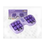 Masajeador de pies morado con rodillos y bolas para alivio y circulación.